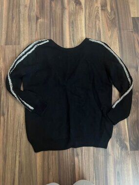 BA&SH black wool sweater with silver beading down sleeves - size XS